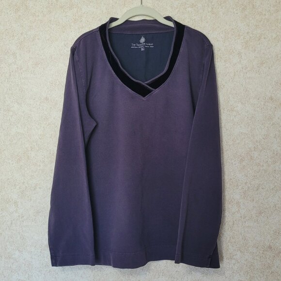 Purple Velvet Collared Shirt Territory Ahead Womens Size XL - Picture 2 of 13
